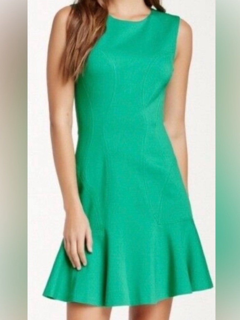 Diane Von Furstenberg Kelly green fit and flare mini dress size 2